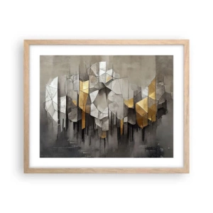 Poszter világos tölgy keretben - Kompozíció jégből és fényből - 50x40 cm