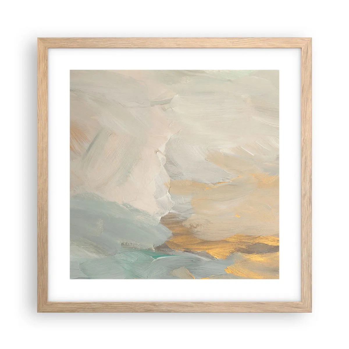 Poszter világos tölgy keretben - Absztrakció - a szelídség földje - 40x40 cm