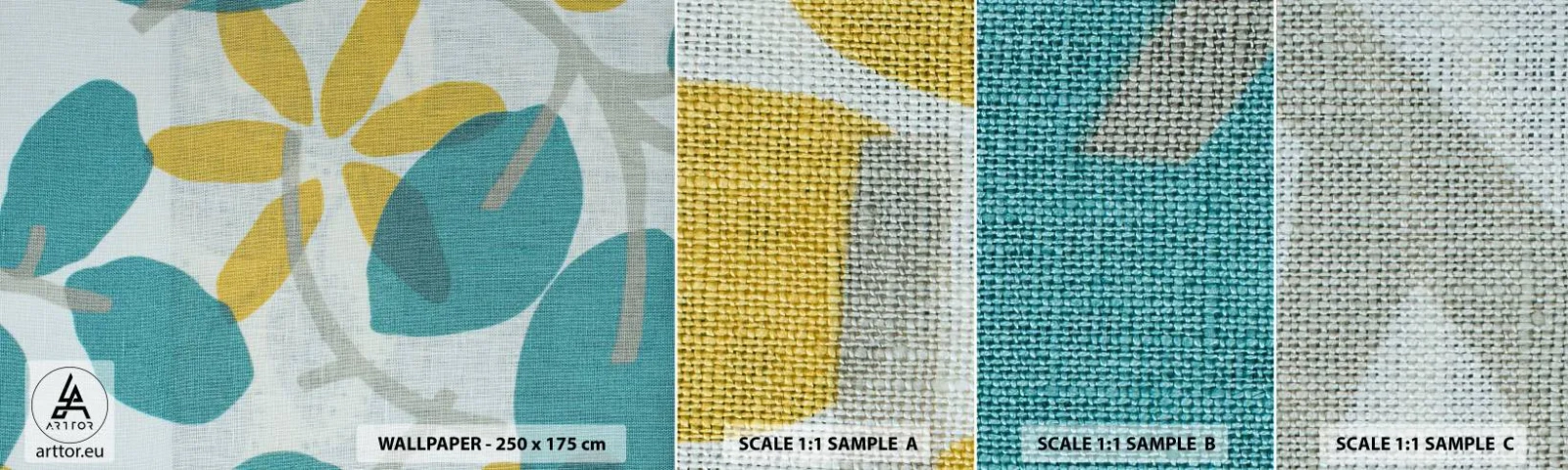 Fotótapéta Minta Öntapadós Deluxe Sticker - Azúrkék levelek között - Boho, Virágok, Minimalizmus - 100x30 cm