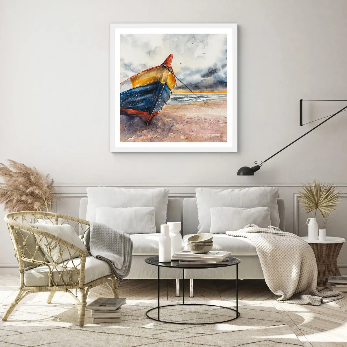 Poszter fekete keretben - Pihenés a parton - 30x30 cm