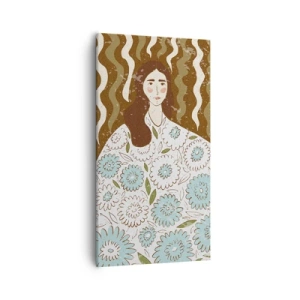 Vászonkép - Portré virágos köntösben - 55x100 cm