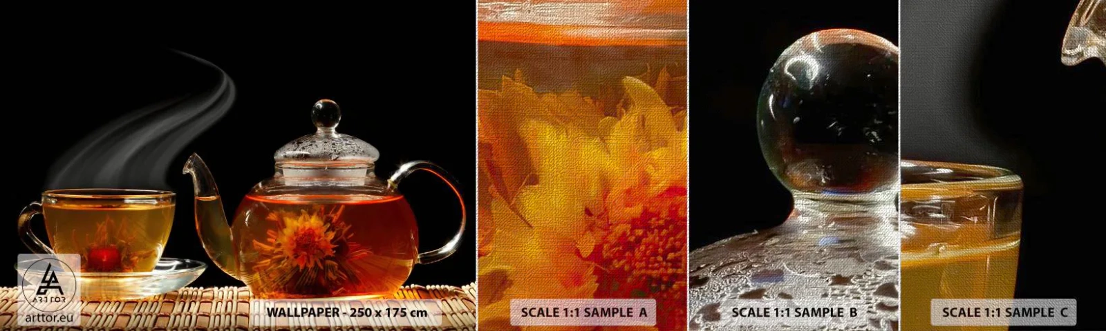 Fotótapéta Minta Premium Canvas - A teafőzés varázsa és művészete - Tea, Teáskanna, Teáscsésze - 100x30 cm