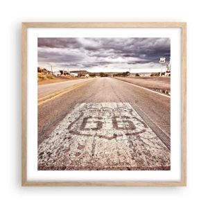 Poszter világos tölgy keretben - Mother Road – amerikai legenda - 50x50 cm