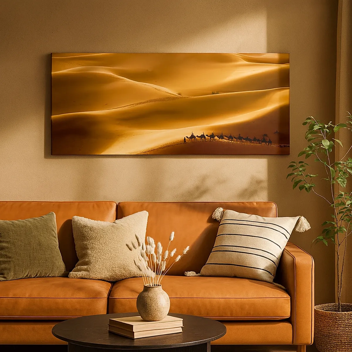 Vászonkép - Karaván a sivatagi hullámokban - 30x30 cm