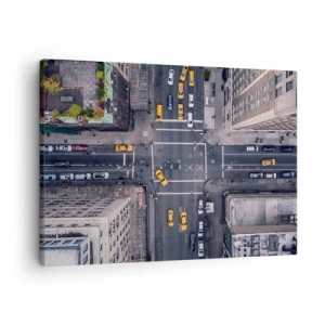 Vászonkép - Légifelvétel egy forgalmas városi utcáról - 70x50cm - Egyszerű választás - Modern fali dekoráció nappalihoz és hálószobához ARTTOR