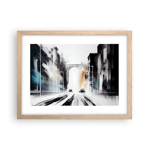 Poszter világos tölgy keretben - Várostanulmány: építészet és mozgás - 40x30 cm