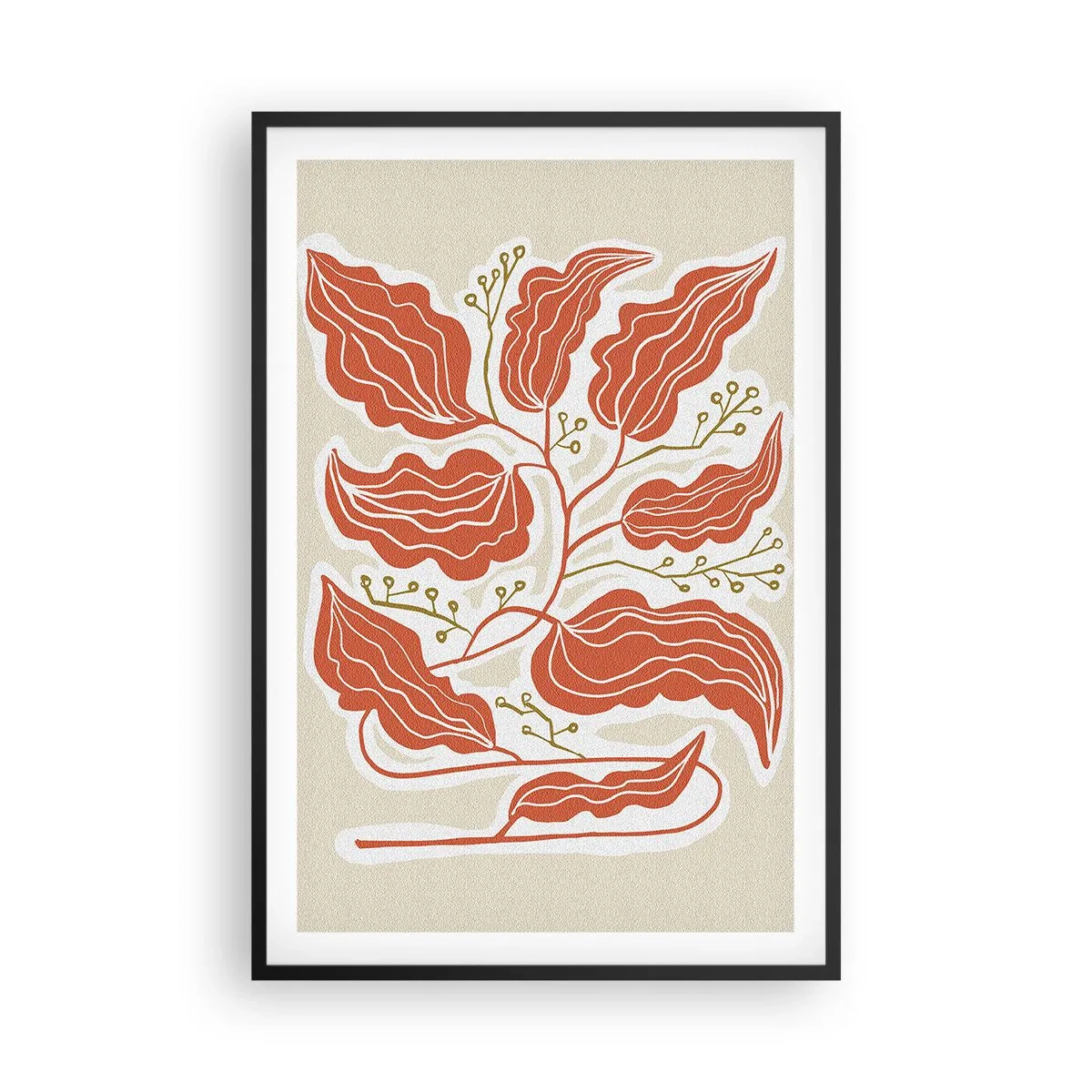 Poszter fehér keretben - Népi és korall - 61x91 cm