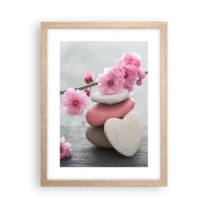 Poszter világos tölgy keretben - Boldogság a cseresznyevirággal - 30x40 cm