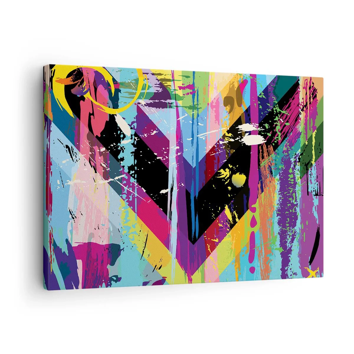 Vászonkép - Absztrakt minta színes geometriai alakzatokkal - 70x50cm - Fentről lefelé - Modern fali dekoráció nappalihoz és hálószobához ARTTOR