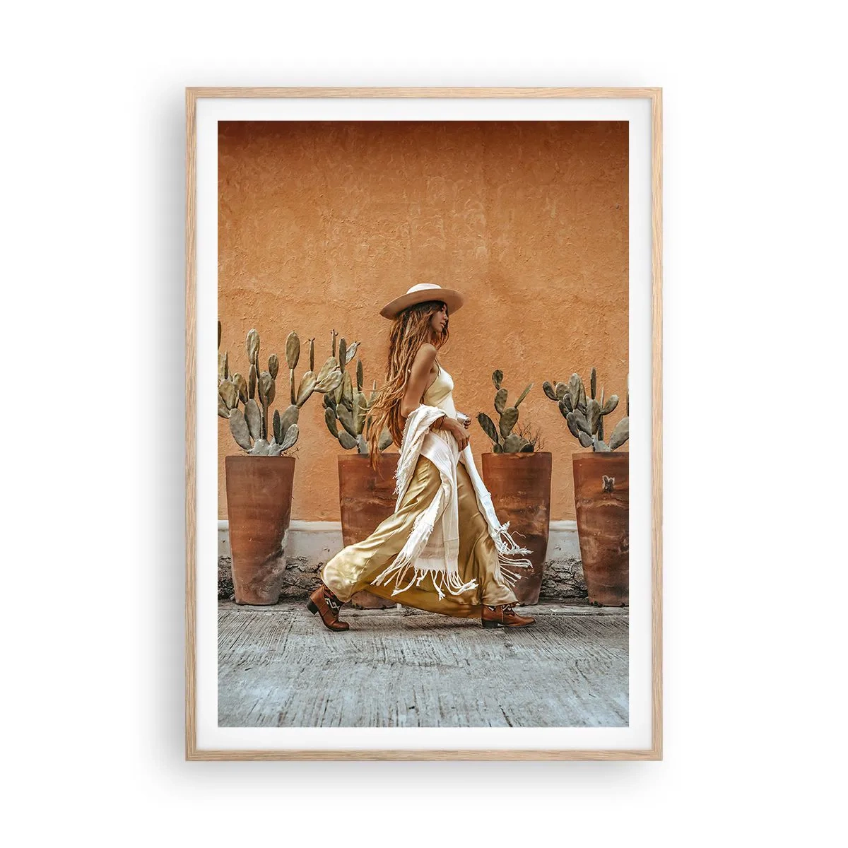 Poszter világos tölgy keretben - Hippi stílusban - 70x100 cm
