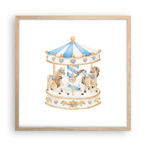 Poszter világos tölgy keretben - Édes gyermekkor - 50x50 cm