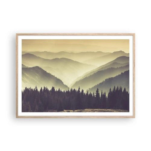 Poszter világos tölgy keretben - Hegyeken túl… - 100x70 cm