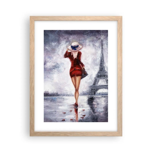Poszter világos tölgy keretben - Párizsi szimbólumok - 30x40 cm