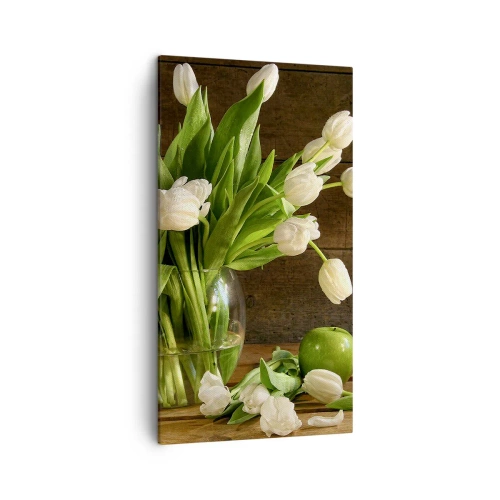 Vászonkép - Zamatos és friss zöldben és fehérben - 45x80 cm