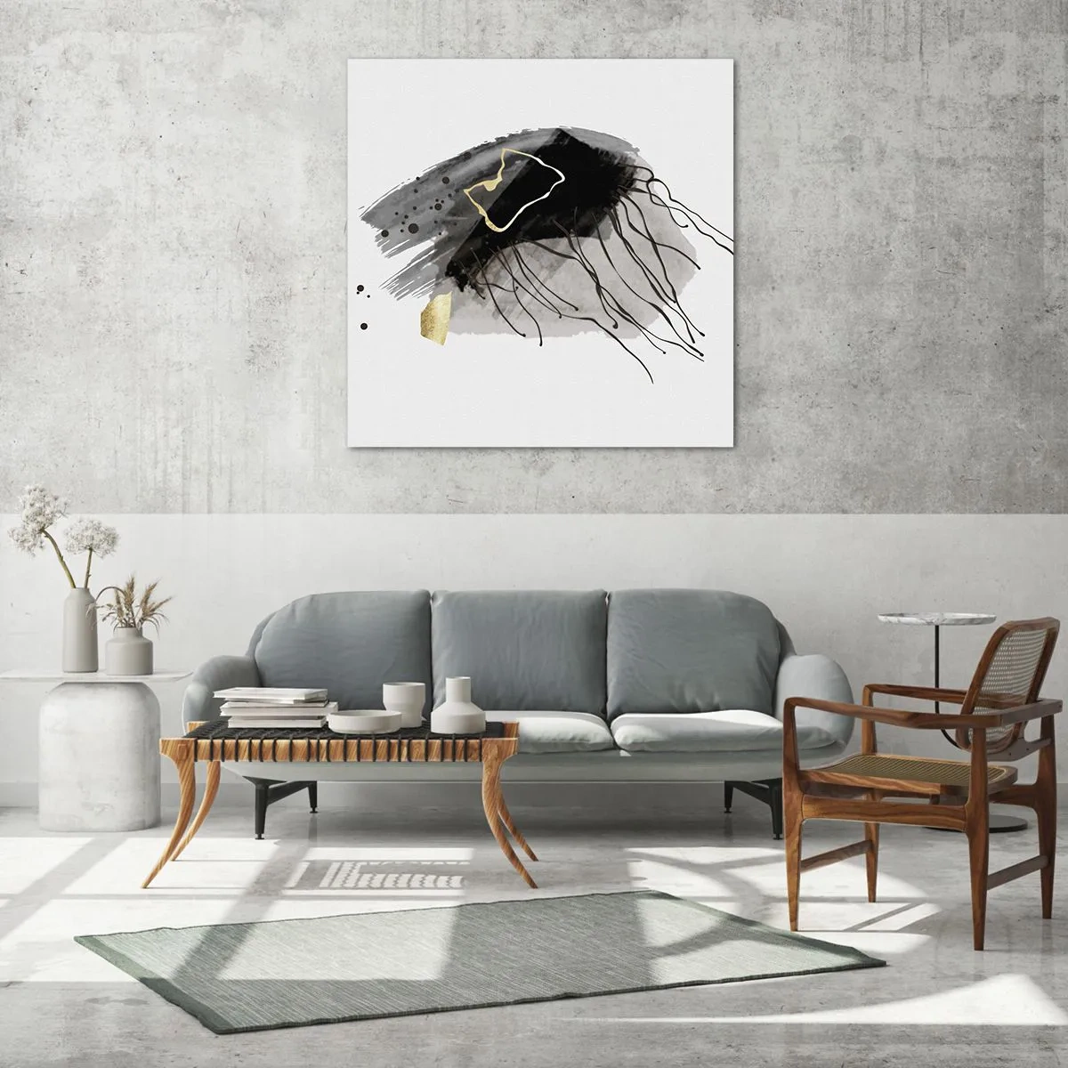 Üveg kép - Feketében és aranyban - 70x70 cm