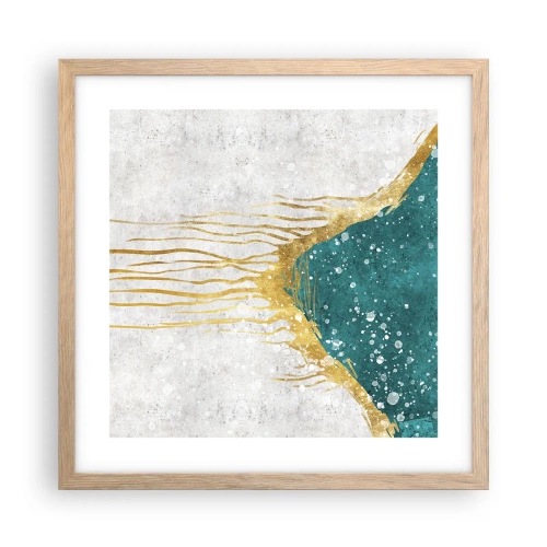 Poszter világos tölgy keretben - Aranyló dagály - 40x40 cm