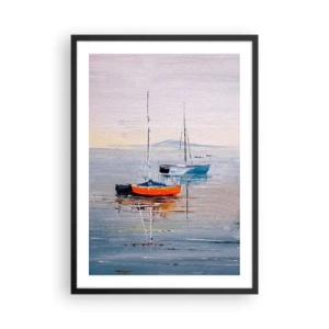 Poszter fehér keretben - Vitorlások nyugodt vízen - 50x70cm - Jól megérdemelt pihenés - Modern fali dekoráció nappalihoz és hálószobához ARTTOR
