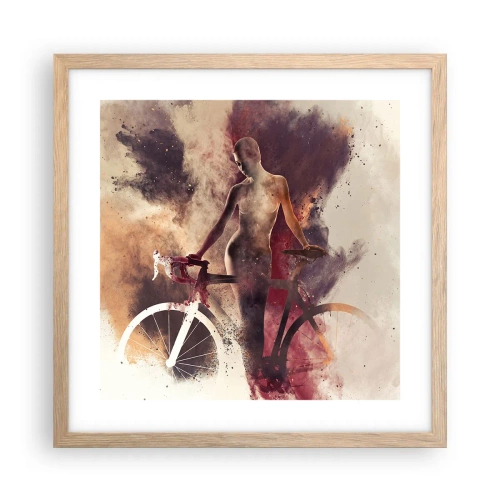Poszter világos tölgy keretben - Márvány formájú kerékpáros lélek - 40x40 cm