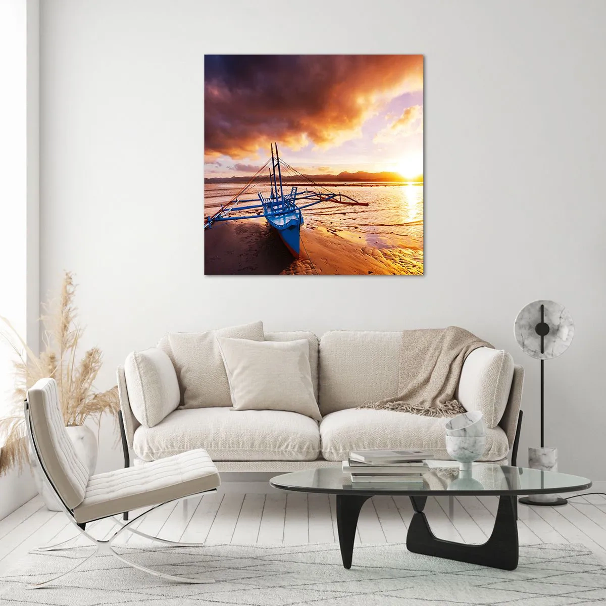 Üveg kép - Egy egész nap után nyújtózkodni a homokon - 50x50 cm