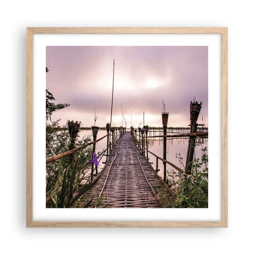 Poszter világos tölgy keretben - Nyugalom és csend Ázsiában - 50x50 cm