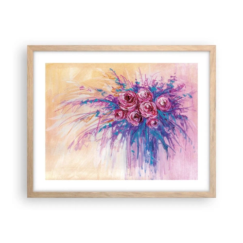 Poszter világos tölgy keretben - Rózsaszín szökőkút - 50x40 cm