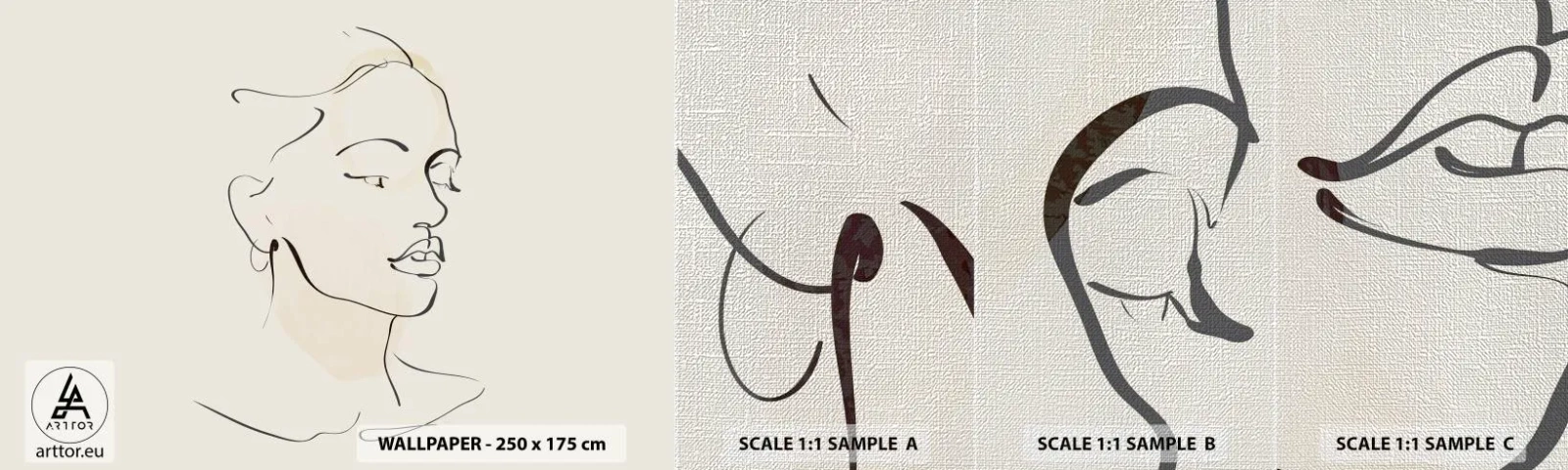 Fotótapéta Minta Premium Canvas - Bizonyos vonallal - Absztrakció, Női Arc, Lineart - 100x30 cm