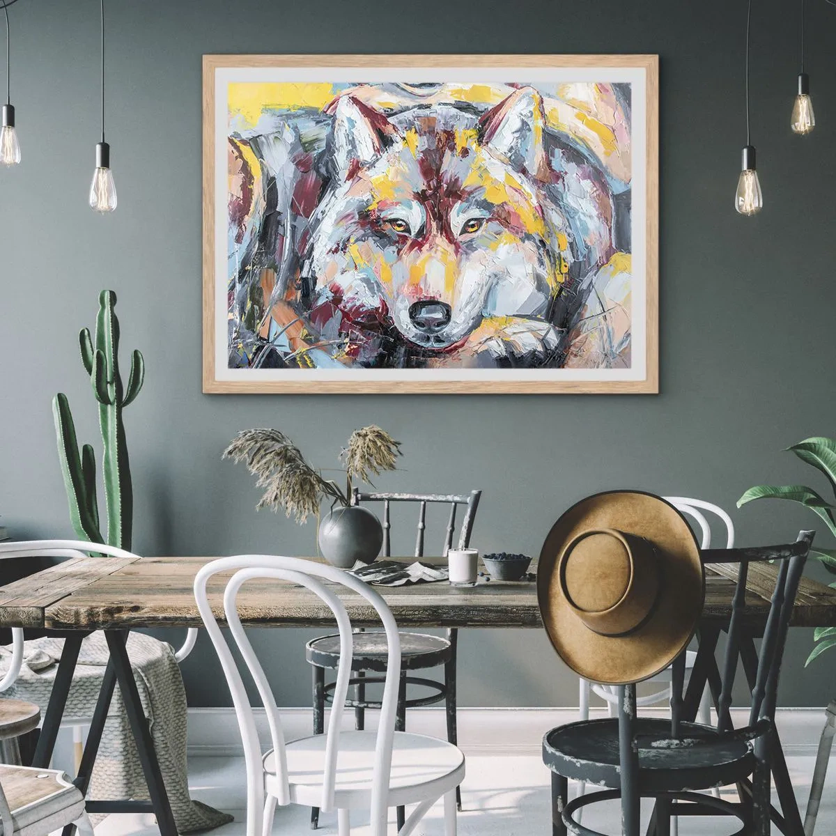 Poszter világos tölgy keretben - Nyugalom a szeretteink között - 70x50 cm