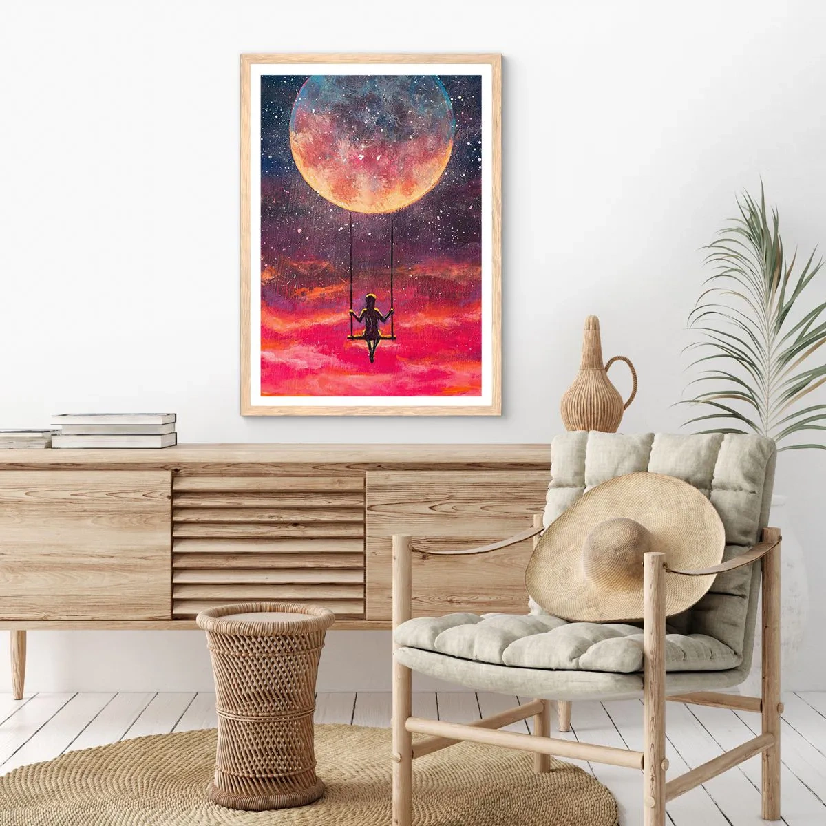 Poszter világos tölgy keretben - Álmodozva - 50x70 cm