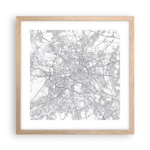 Poszter világos tölgy keretben - Berlin virága - 40x40 cm