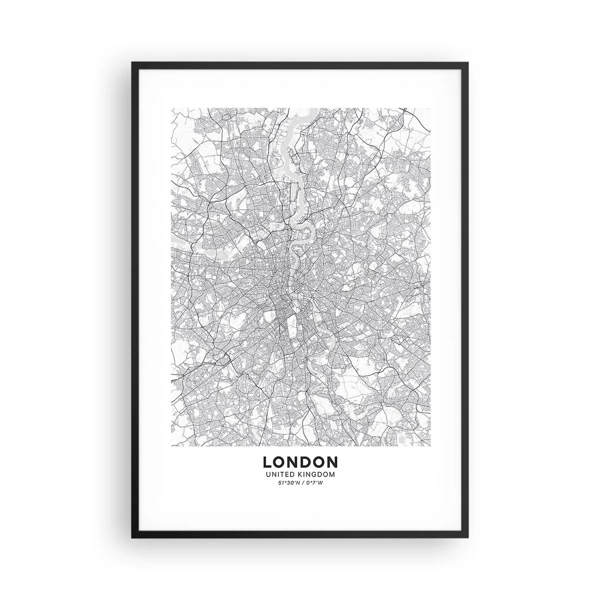 Poszter fehér keretben - A londoni labirintus térképe - 70x100 cm