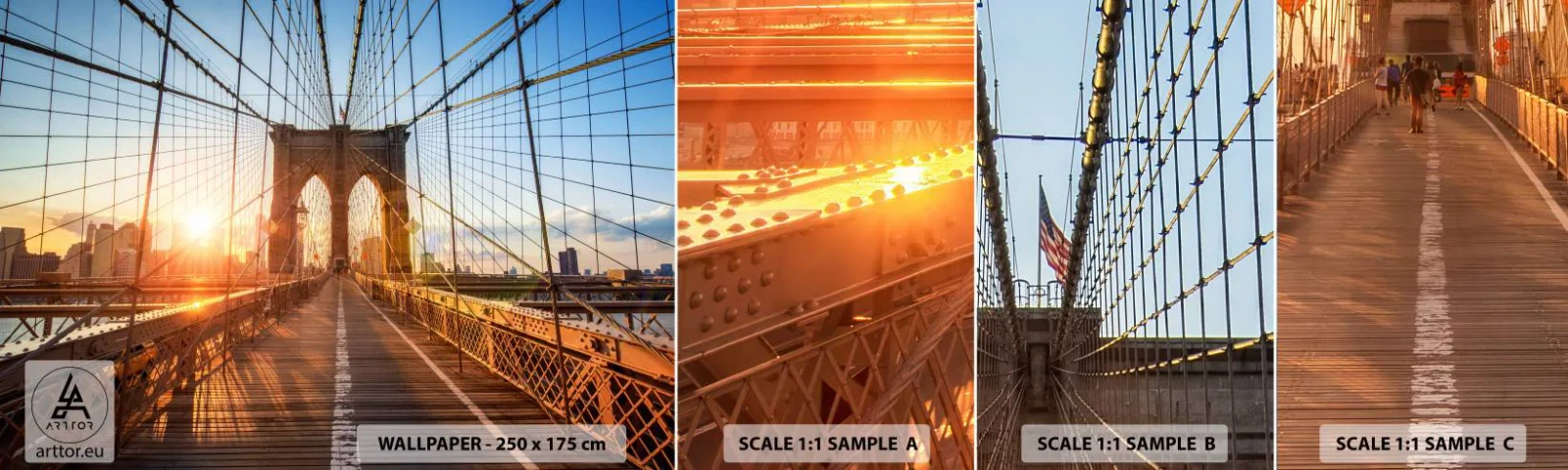 Fotótapéta Minta Standard Eco - Az arany hídon - New York, Brooklyn híd, Építészet - 100x30 cm