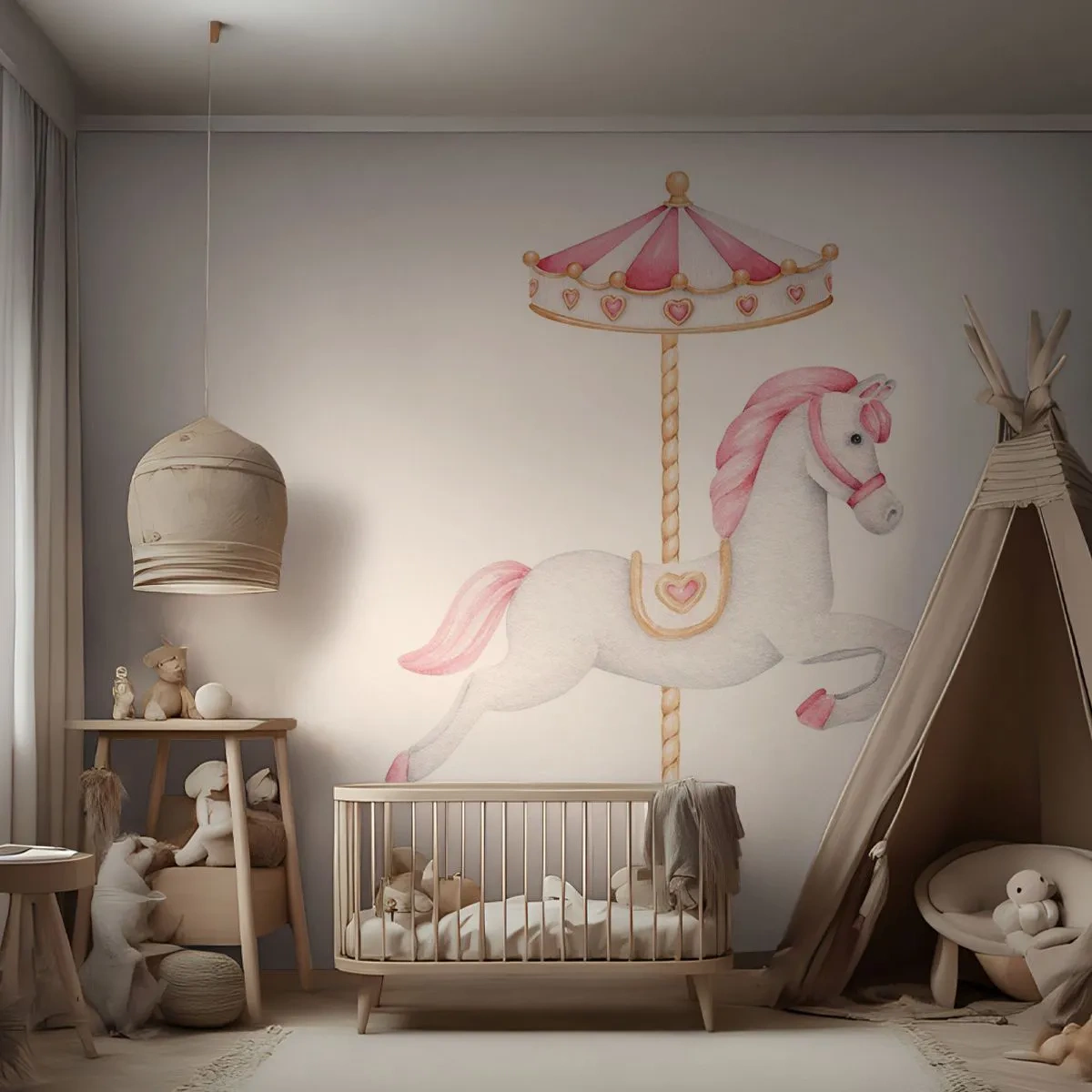 Egyedi tapéta Premium Canvas - Elindult egy patával - Ló, Vidám körbe, Lányos