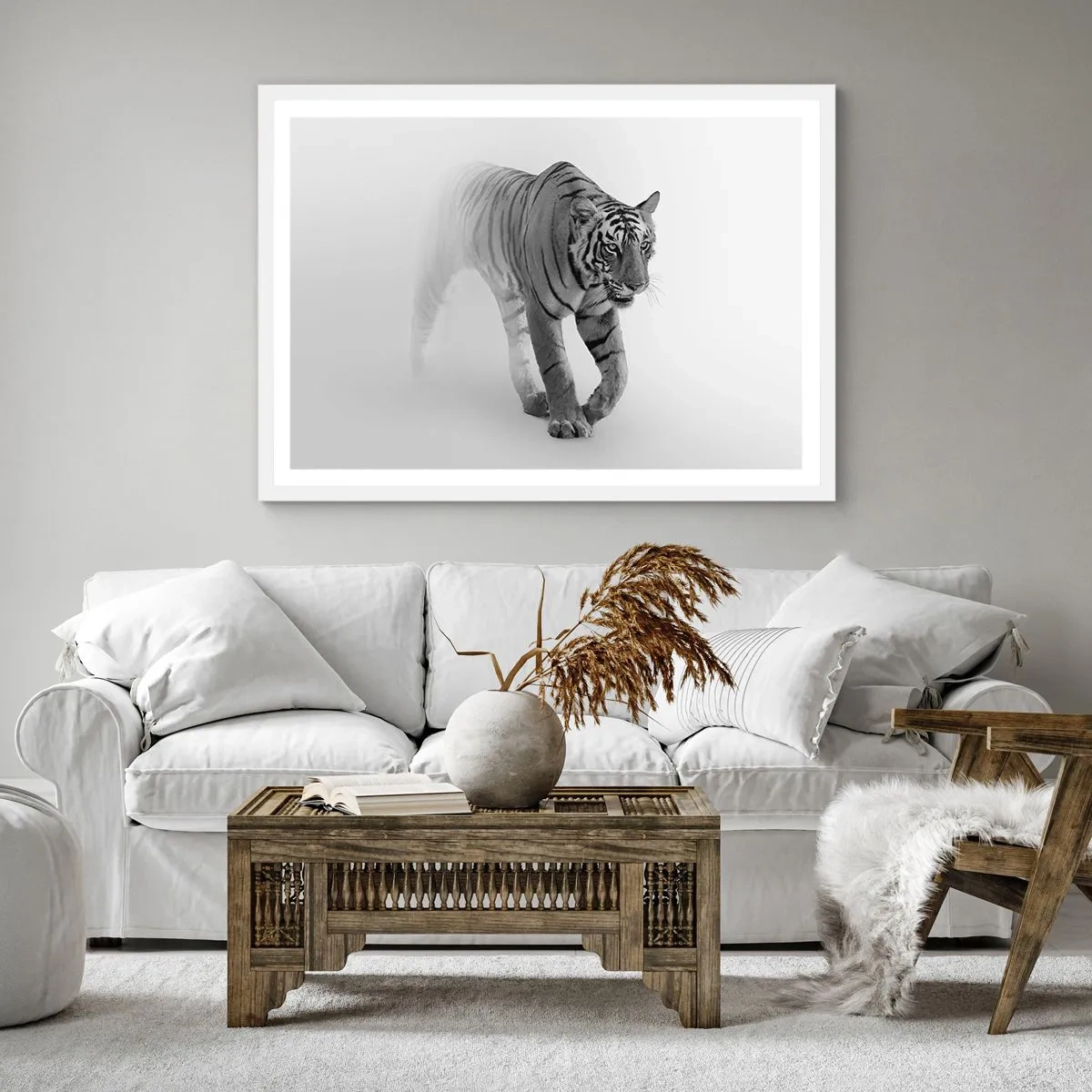 Poszter fekete keretben - Elrejtőzik a ködben - 30x30 cm