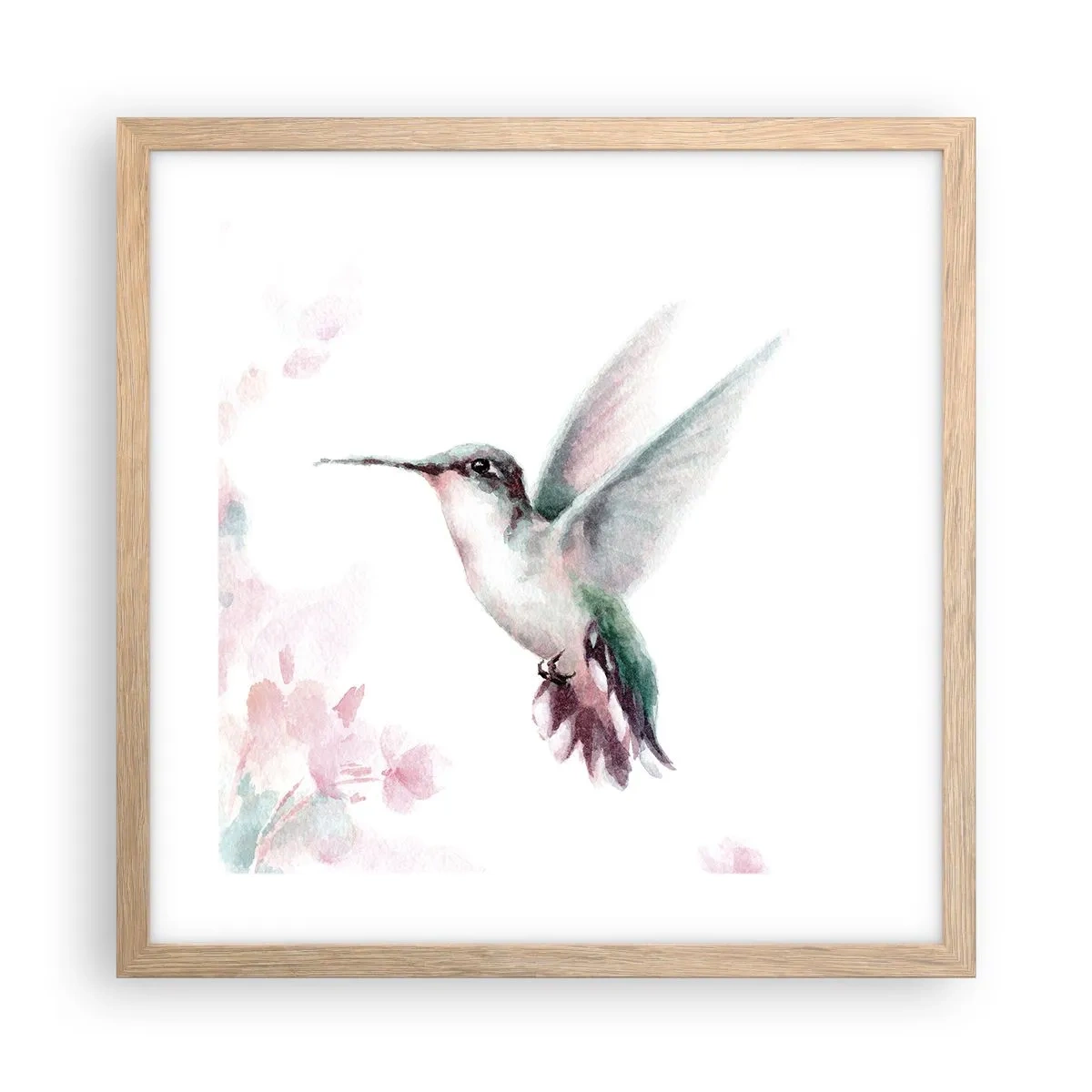 Poszter világos tölgy keretben - Reptében lefagyva - 40x40 cm