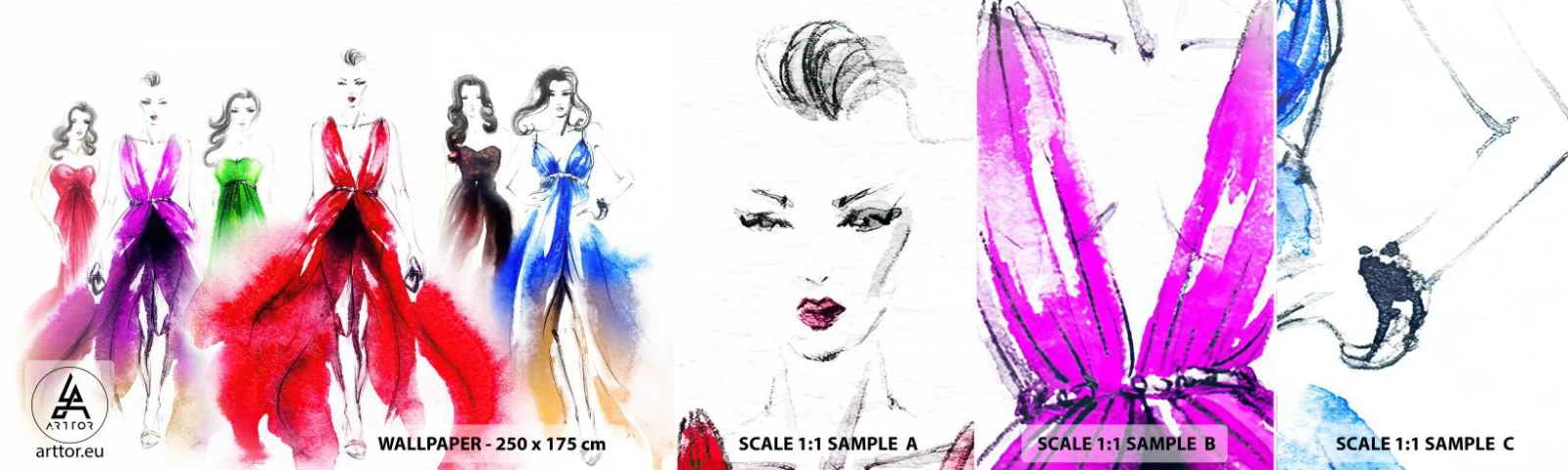 Fotótapéta Minta Standard Eco - Hangulatok a jelmezekhez - Divatbemutató, Nő, Ruha - 100x30 cm