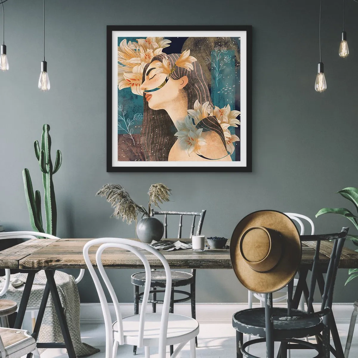 Poszter fehér keretben - Mese egy liliomos hercegnőről - 50x50 cm