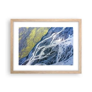 Poszter világos tölgy keretben - A természet barlangrajzai - 40x30 cm