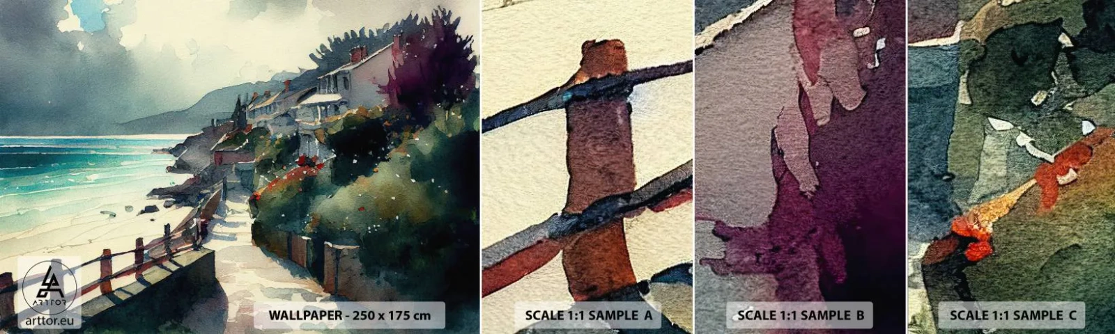 Fotótapéta Minta Standard Eco - Mediterrán város - Házak, Tájkép, Strand - 100x30 cm