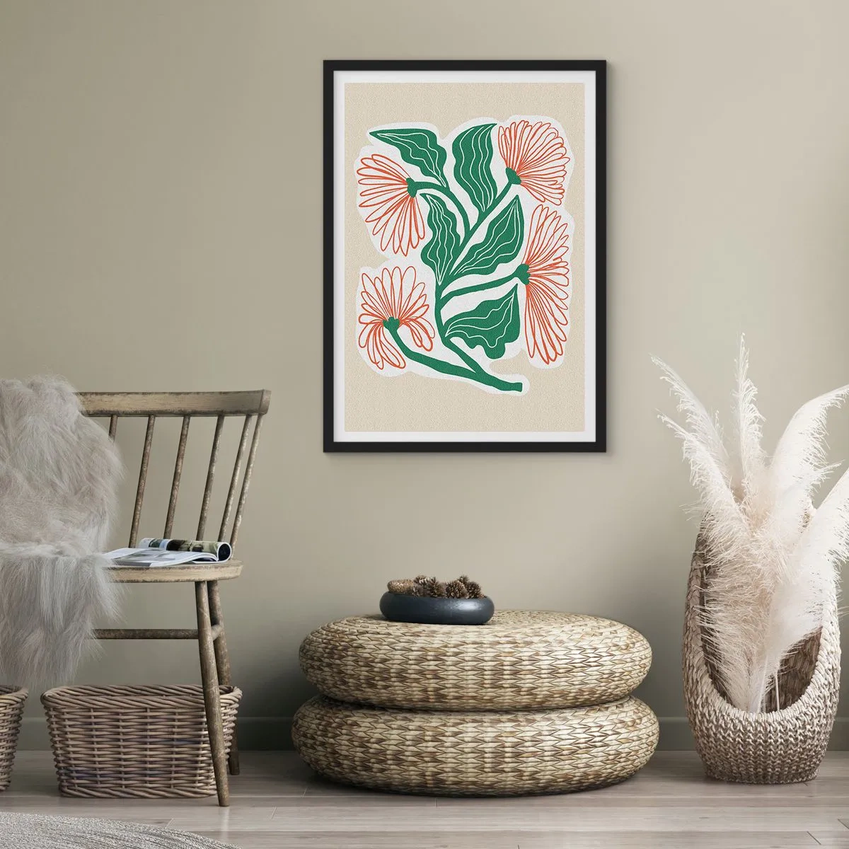 Poszter fehér keretben - Népi és modern - 61x91 cm