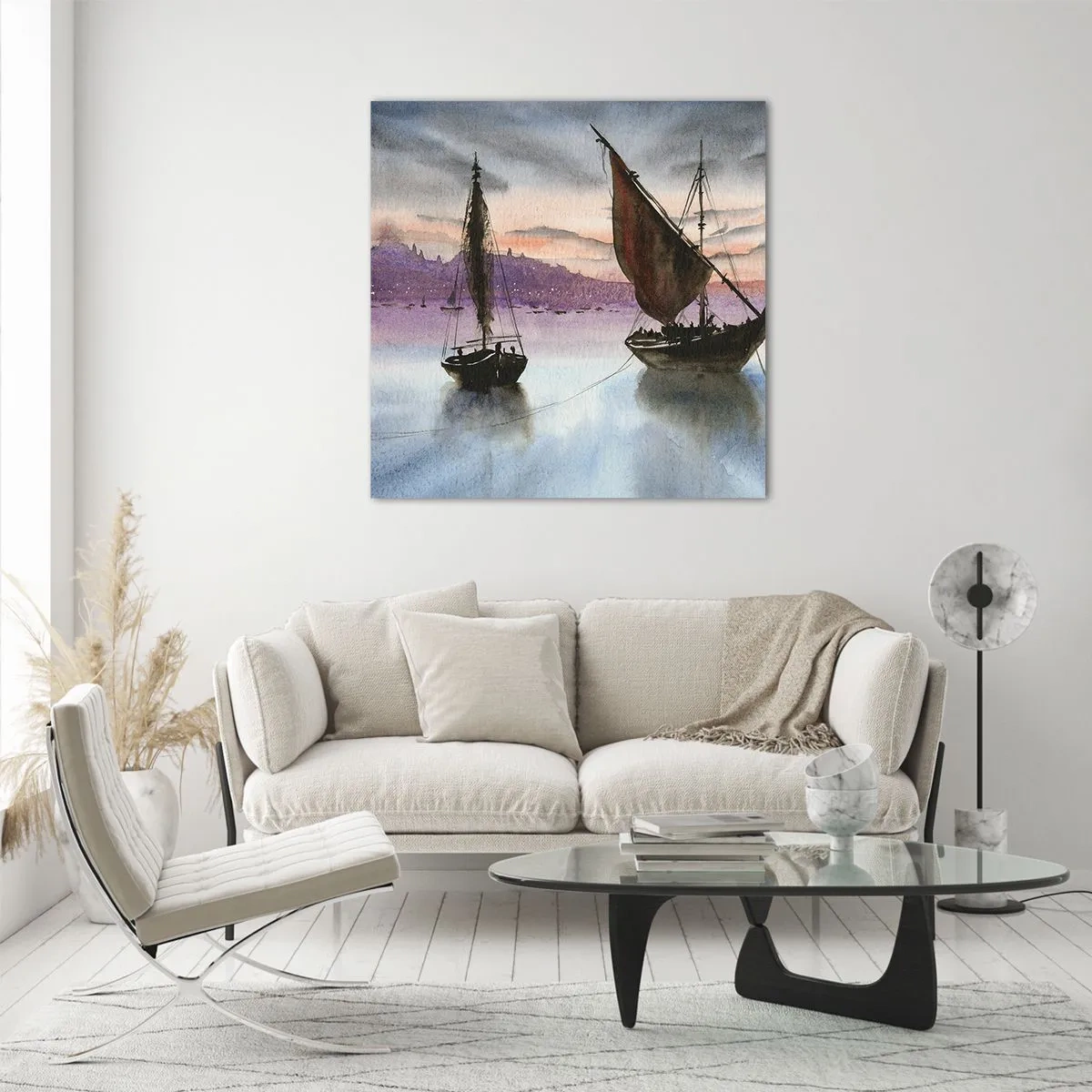 Üveg kép - Este a kikötőben - 30x30 cm