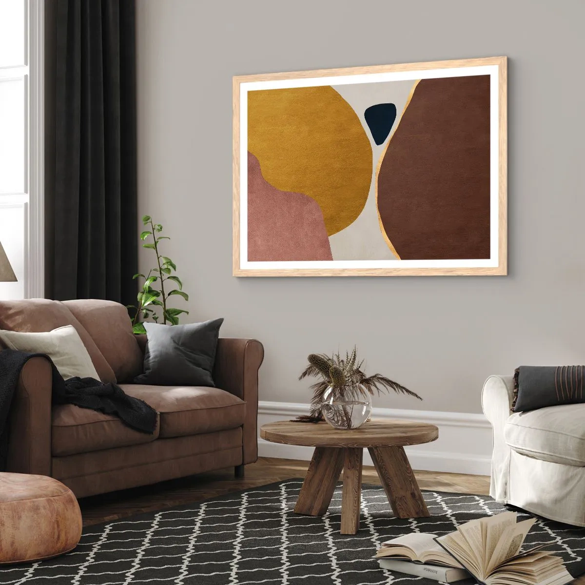 Poszter világos tölgy keretben - Absztrakció - egy hely a térben - 100x70 cm