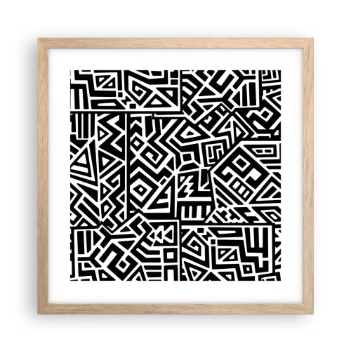 Poszter világos tölgy keretben - Kolumbusz előtti kompozíció - 40x40 cm