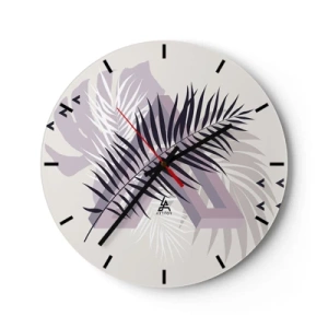 Falióra, Óra - Modern grafika pálmalevelekkel - 30x30cm - Az árnyék árnyéka - Modern fali dekoráció nappalihoz, konyhához és hálószobához ARTTOR
