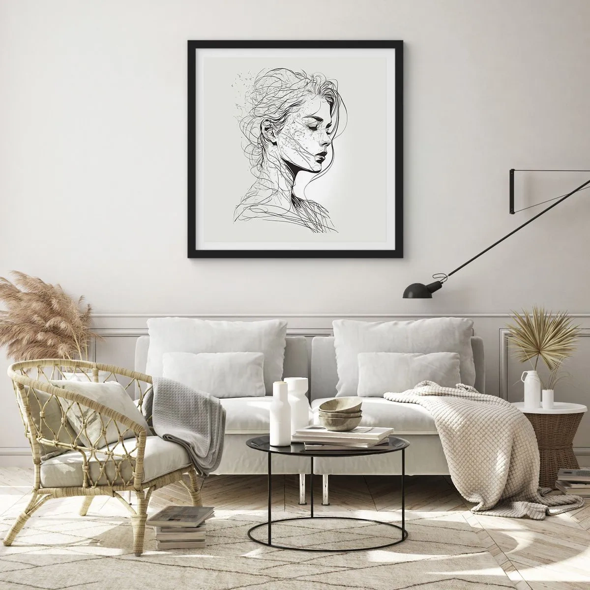 Poszter fehér keretben - Portré álmodozásban - 40x40 cm