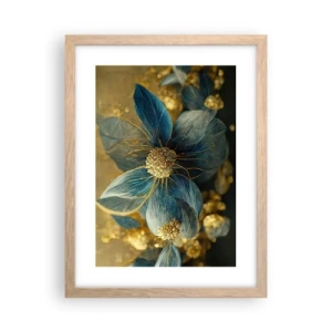 Poszter világos tölgy keretben - Aranyló virág - 30x40 cm