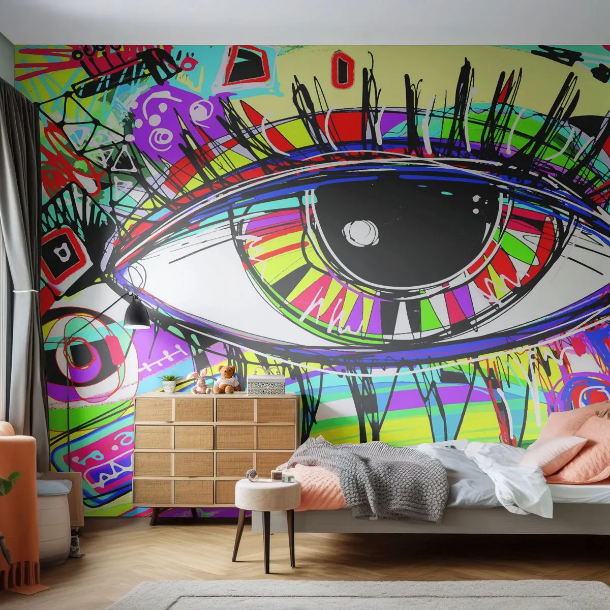 Fotótapéta Premium Sand - Színes szem - színes lélek - Absztrakció, Szem, Grafika - 500x350 cm