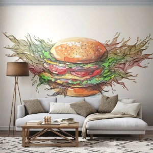 Öntapadós Fotótapéta Deluxe Sticker - Forró kísértés - Gasztronómia, Hamburger, Konyhai - 500x350 cm