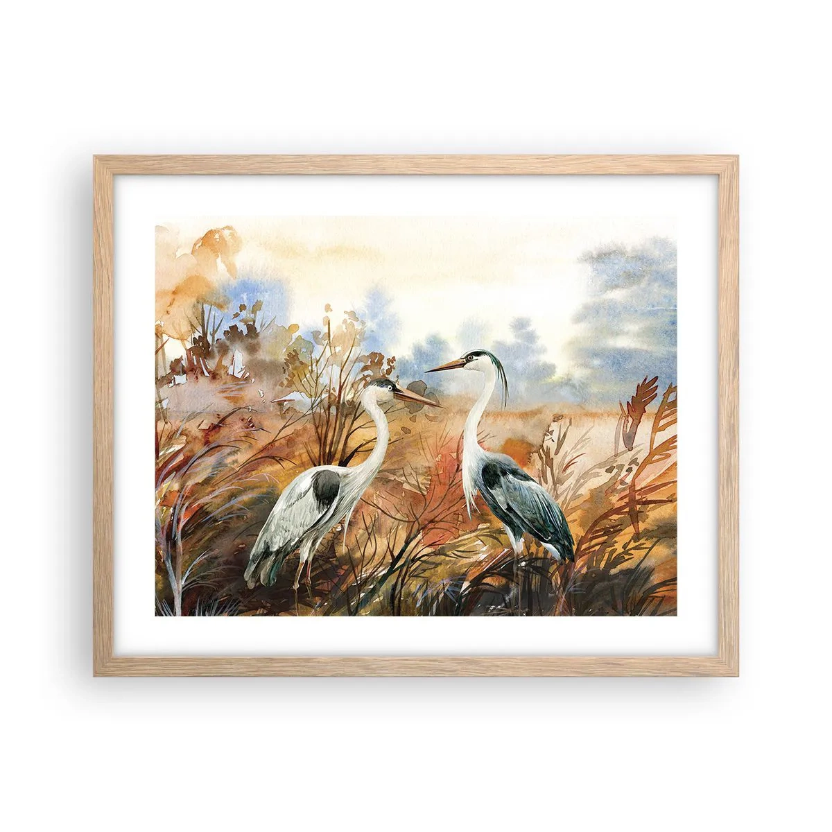 Poszter világos tölgy keretben - Hová ősszel? - 50x40 cm