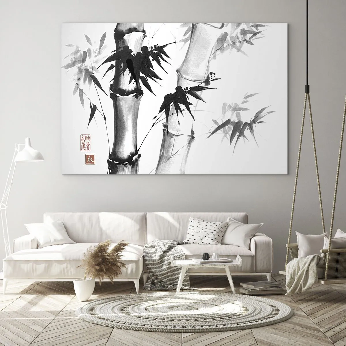 Üveg kép - Bambusz hagyományos stílusban - 70x50cm - Közelkép a keletről - Modern fali dekoráció nappalihoz és hálószobához ARTTOR