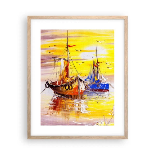Poszter világos tölgy keretben - Megérdemelt pihenés a kikötőben - 40x50 cm